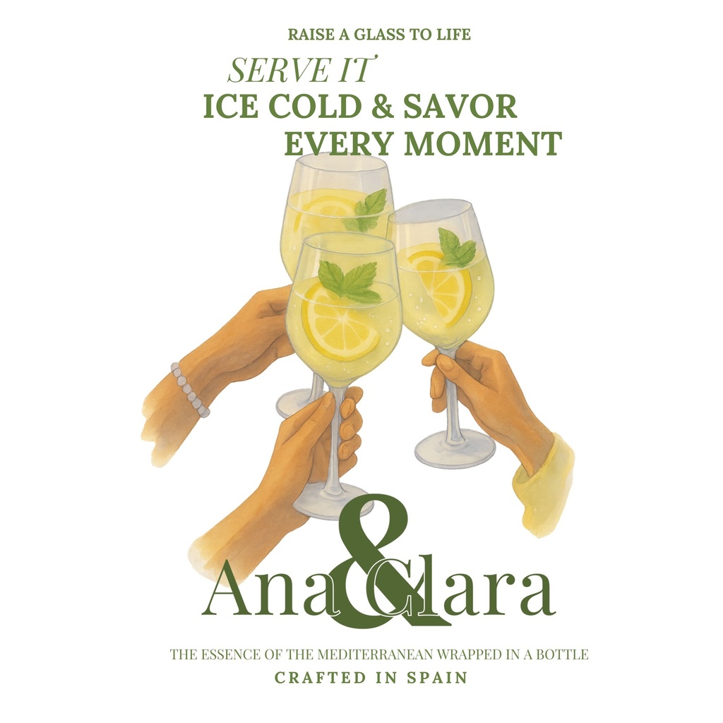 TALLA L- "CAMISETA BLANCA ANA&CLARA- RAISE A GLASS TO LIFE"